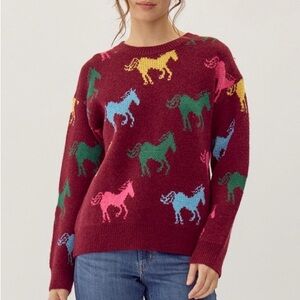 JODIFL Multicolor Horse Pattern Sweater